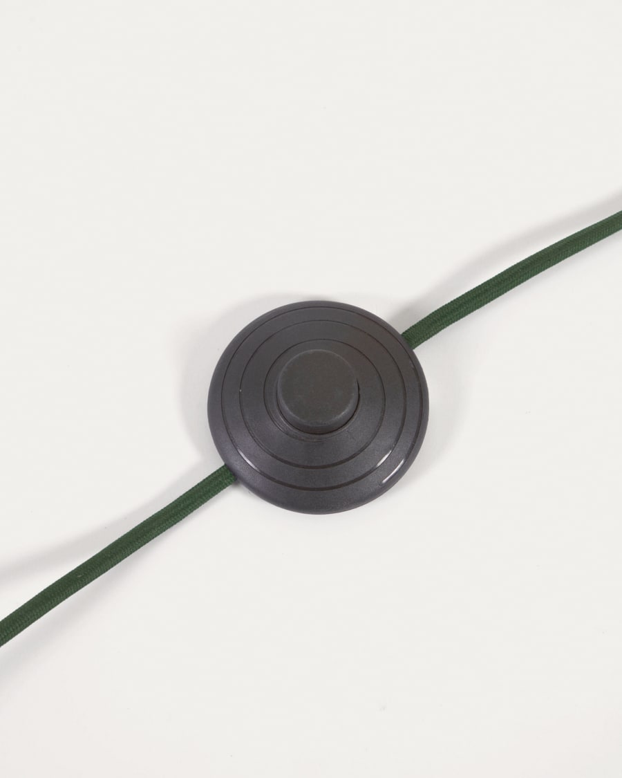 Large Lumisa floor lamp in rattan with natural finish and green cord UK adapter