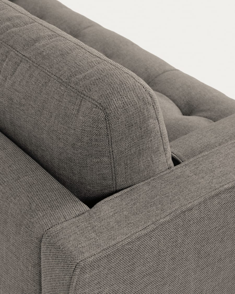 Debra 3 seater sofa with footrest in light grey, 222 cm