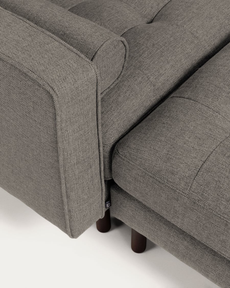 Debra 3 seater sofa with footrest in light grey, 222 cm