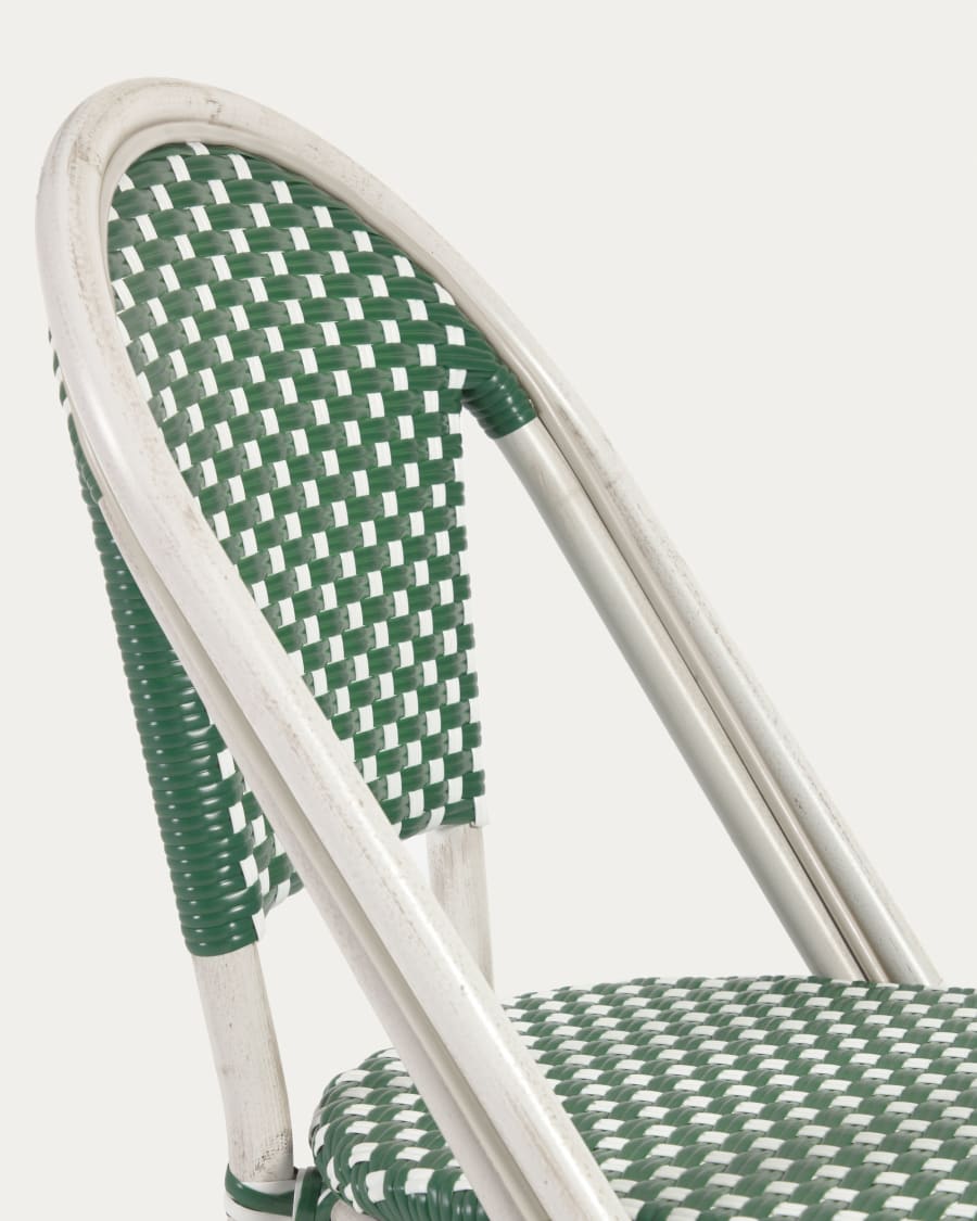 Marilyn stackable outdoor bistro chair in aluminium and synthetic rattan, green & white