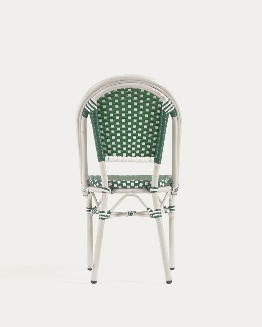 Marilyn stackable outdoor bistro chair in aluminium and synthetic rattan, green & white