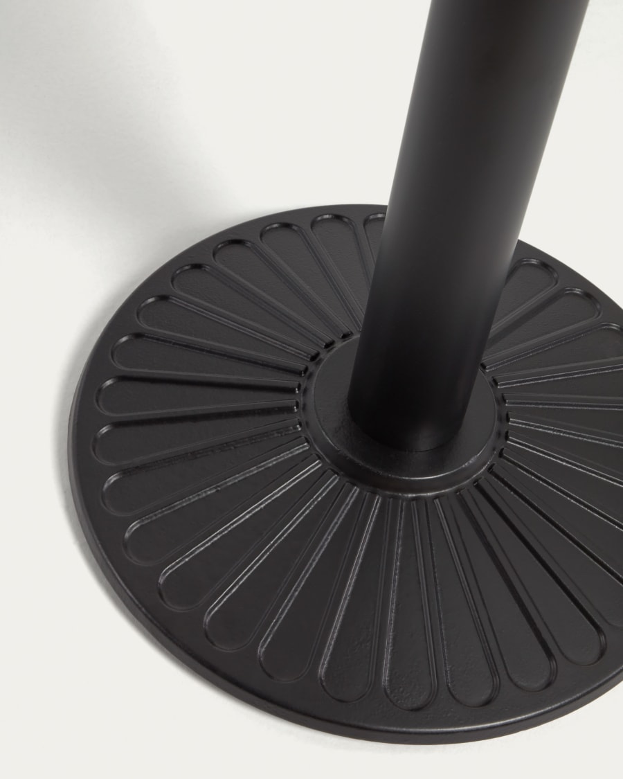 Tiaret outdoor table in black with metal legs, and a black painted finish, 68 x 68 cm