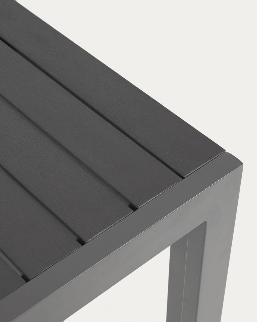 Sirley outdoor table in black aluminium, 140 x 70 cm