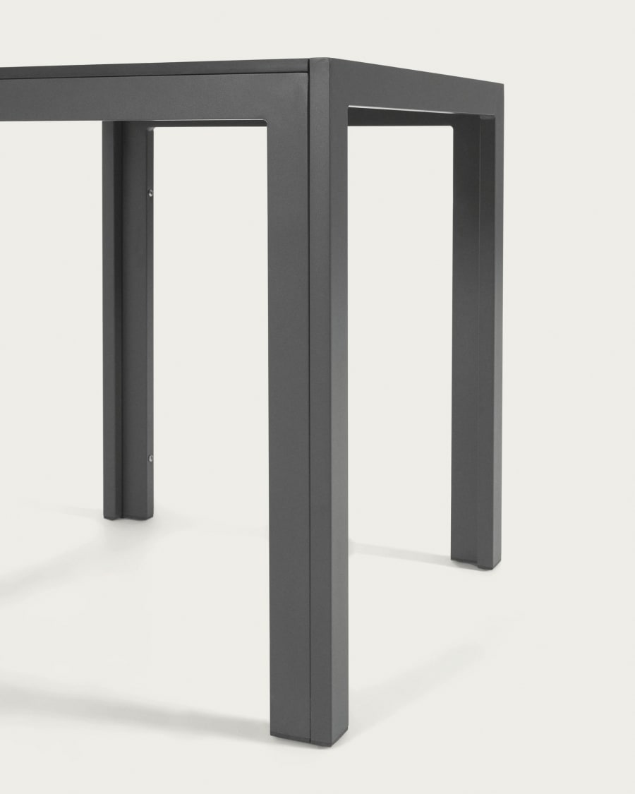 Sirley outdoor table in black aluminium, 140 x 70 cm