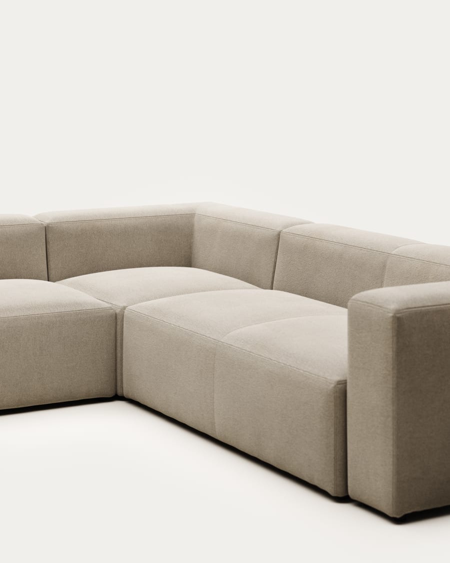 Blok 5 seater corner sofa in beige, 320 x 290 cm / 290 x 320 cm FR