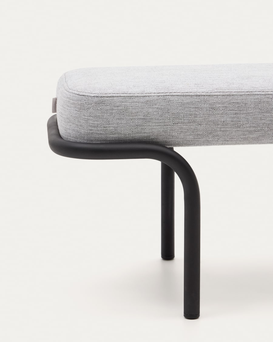 Compo bench in grey and black metal structure, 130 cm