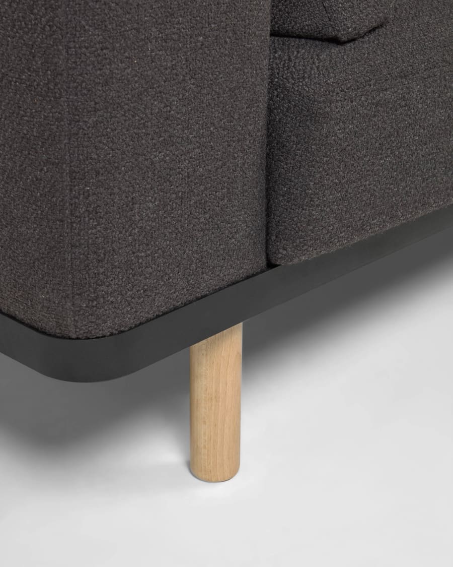 Noa 3 seater sofa with cushions in grey with natural finish legs, 230 cm