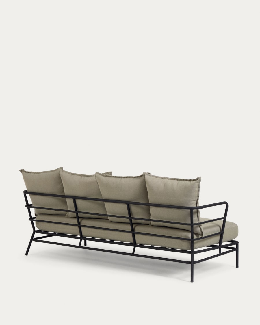 Mareluz 3 seater sofa in black steel, 197 cm
