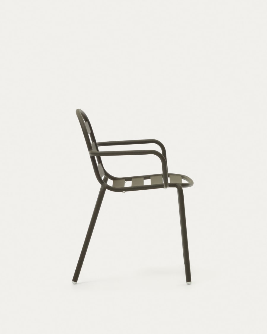 Joncols stackable outdoor aluminium chair with a powder coated green finish