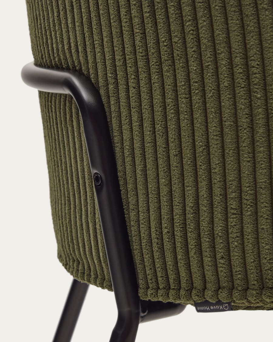 Yunia chair in green wide seam corduroy and steel legs in a painted black finish FSC 100%