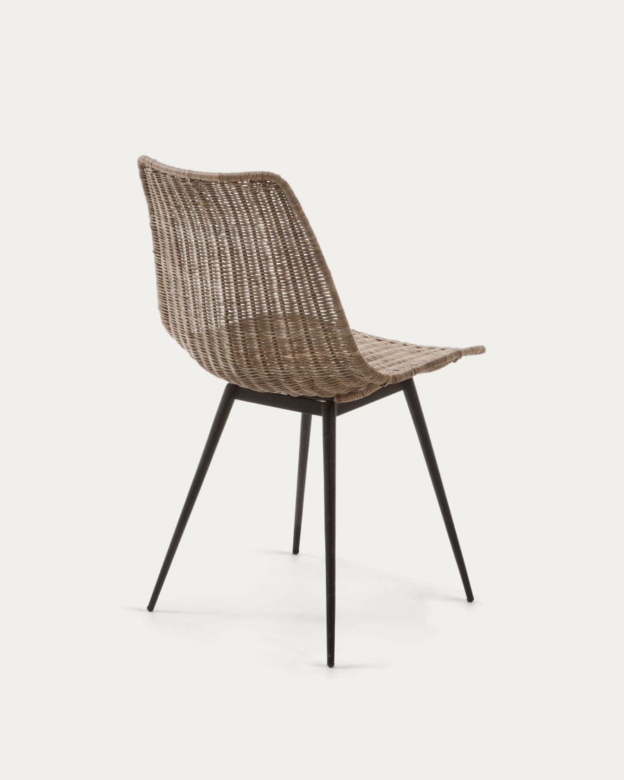 Equal chair made from rattan, with black finished steel legs