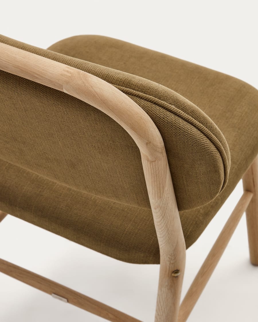 Helda chair in green chenille and solid oak wood FSC Mix Credit