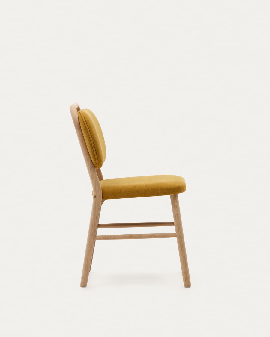 Helda chair in mustard chenille and solid oak wood FSC Mix Credit