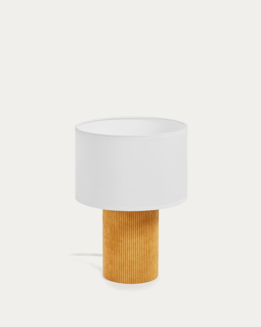 Tischlampe Bianella aus Cord in Senfgelb
