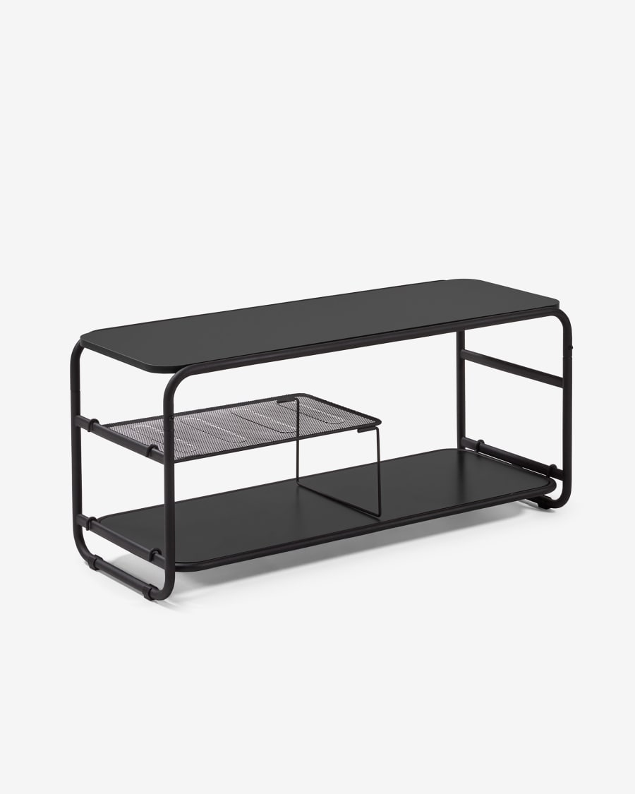 Academy melamine and black finish steel TV stand, 98 x 46 cm