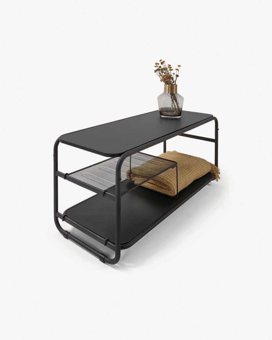 Academy melamine and black finish steel TV stand, 98 x 46 cm