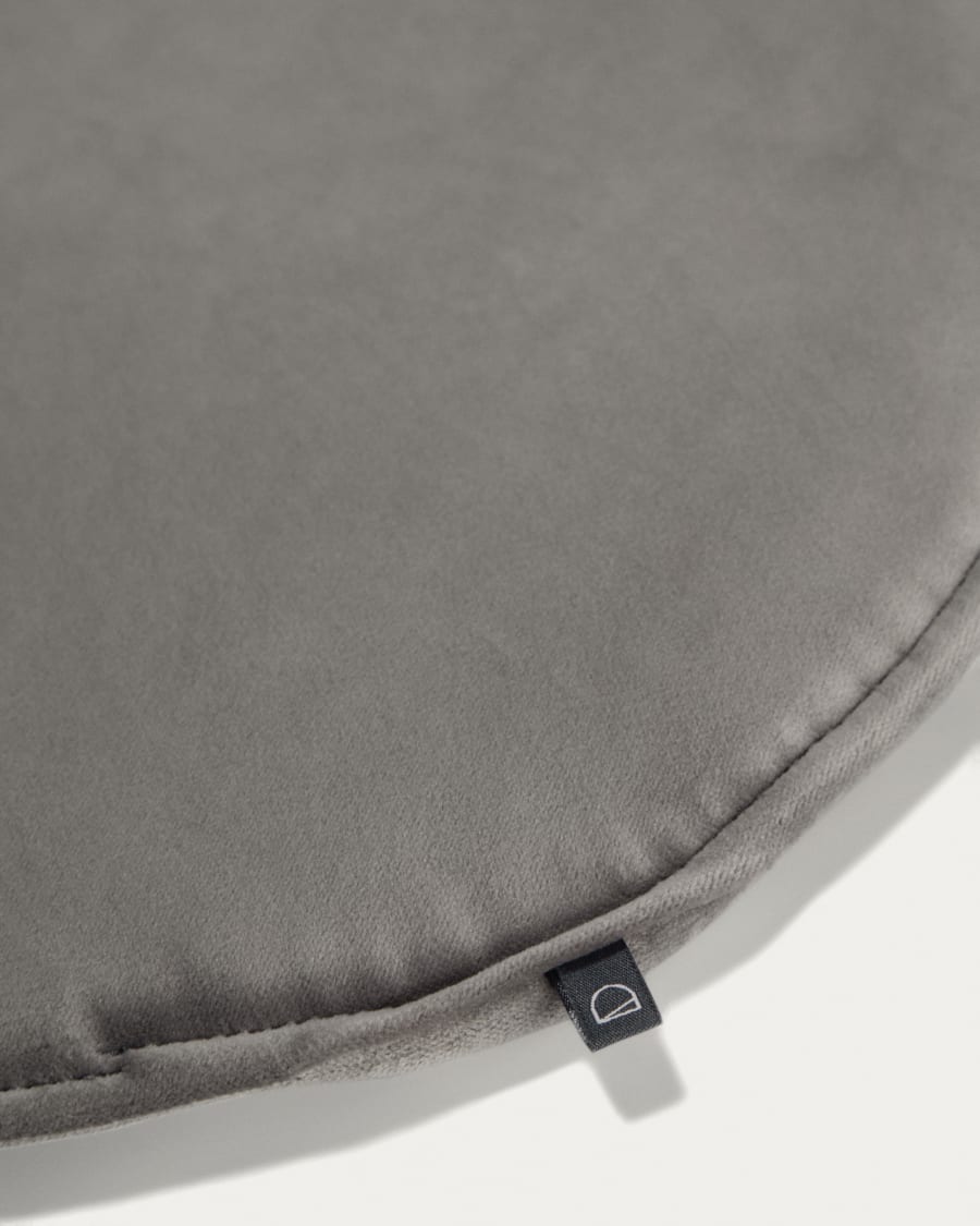 Rimca round velvet chair cushion in light grey 35 cm Kave Home Austria