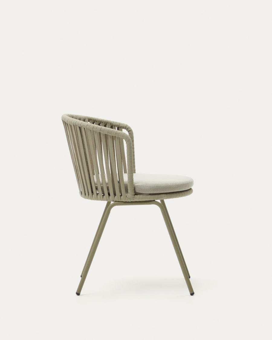 Saconca outdoor chair made with cord and green galvanised steel