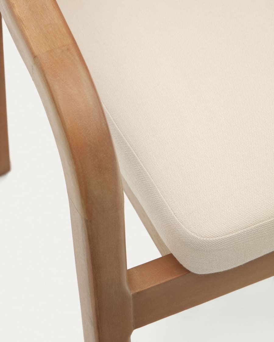 Malaret stackable chair in solid eucalyptus and beige cord, FSC