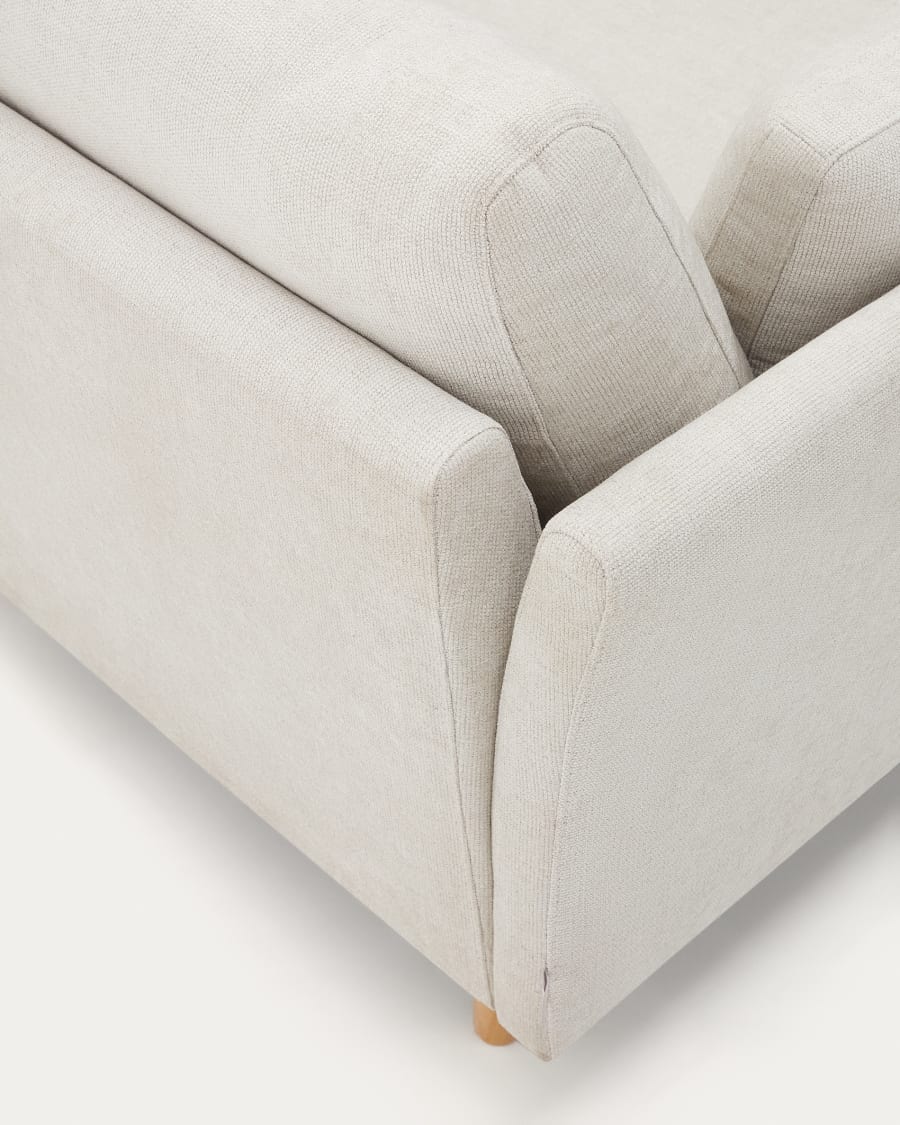 Gilma 3 seater sofa w/ right/left-hand chaise longue in chenille pearl, natural legs, 260 cm