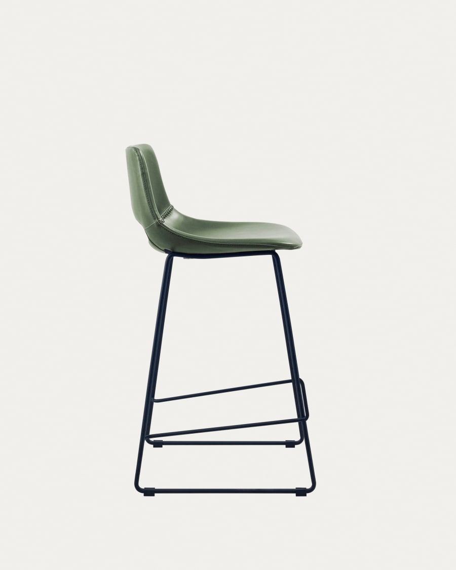 Green synthetic leather Zahara barstool height 65 cm