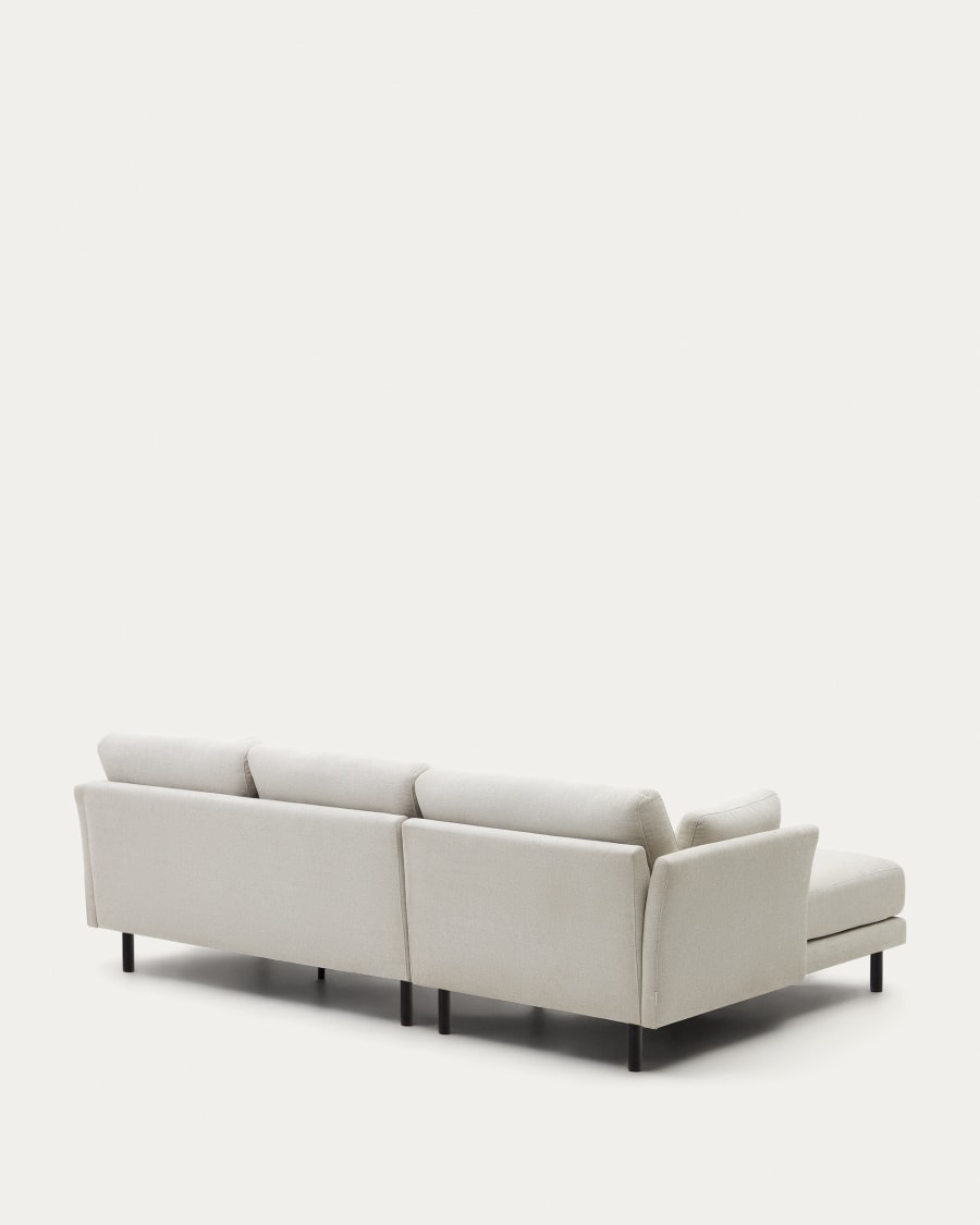 Gilma 3 seater sofa w/ right/left-hand chaise longue, chenille pearl with black legs, 260 cm
