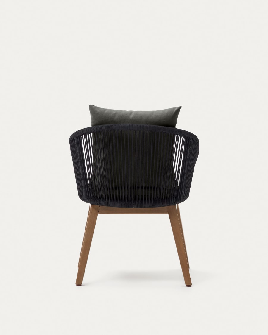 Portalo chair in black cord with solid acacia wood legs