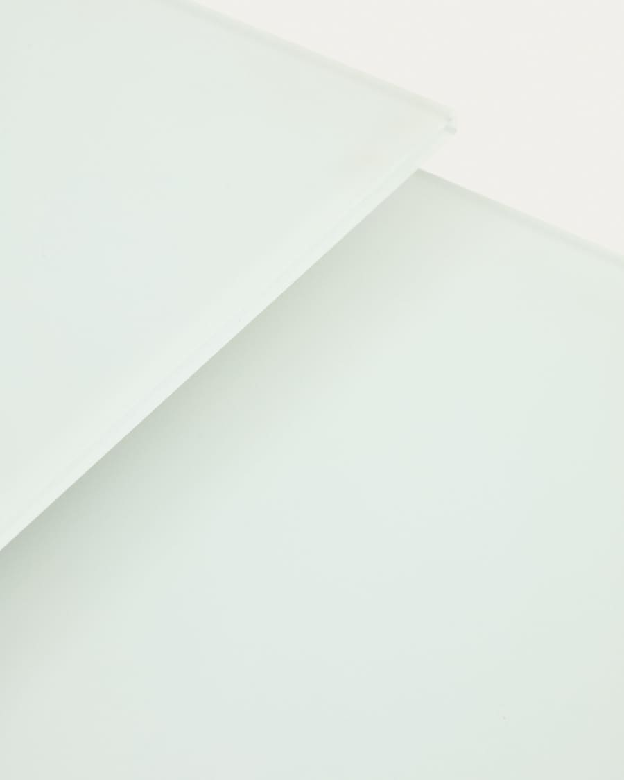 Atminda extendable table in glass and MDF with steel legs in white, 160 (210) x 90 cm