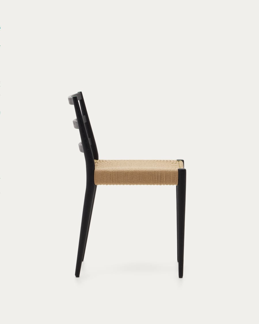 Analy chair in solid oak with black finish and rope seat FSC 100%