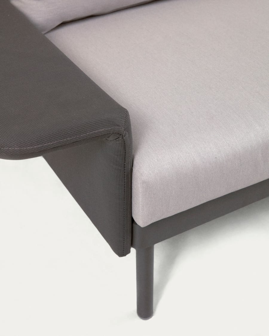 Zaltana outdoor corner sofa and table set in matt dark grey aluminium, 164 cm