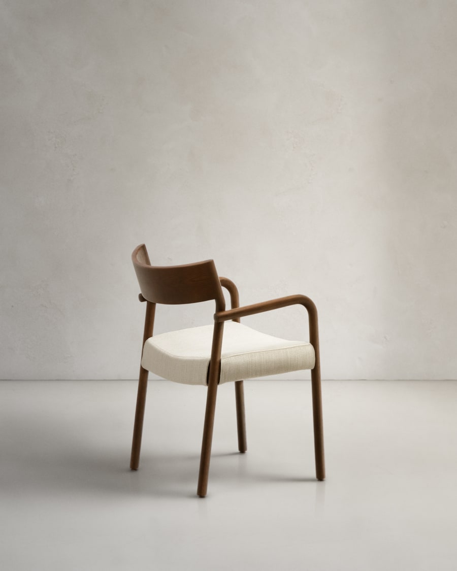 Falconera chair with a removable cover in solid oak wood with walnut finish FSC Mix Credit