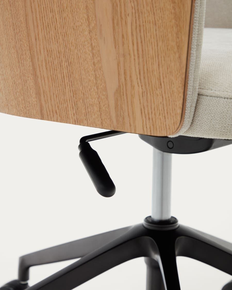 Madai desk chair in beige chenille and ash veneer with natural finish FSC Mix Credit