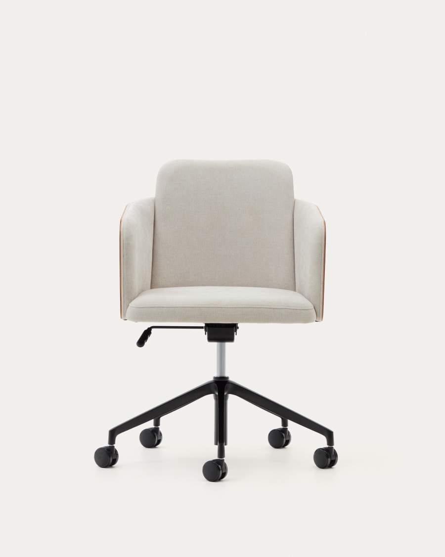 Madai desk chair in beige chenille and ash veneer with natural finish FSC Mix Credit