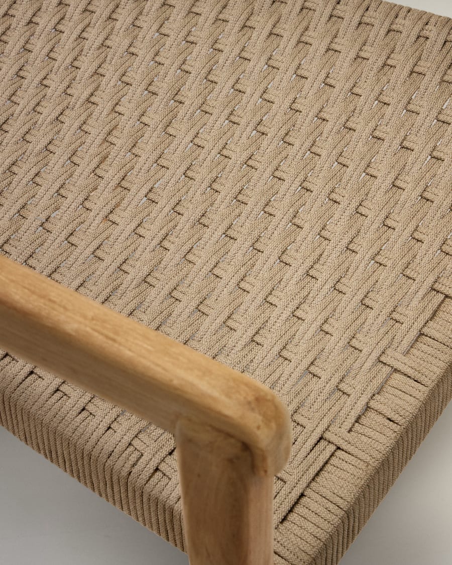 Icaro stackable chair solid teak wood with natural finish and beige rope cord, FSC 100%