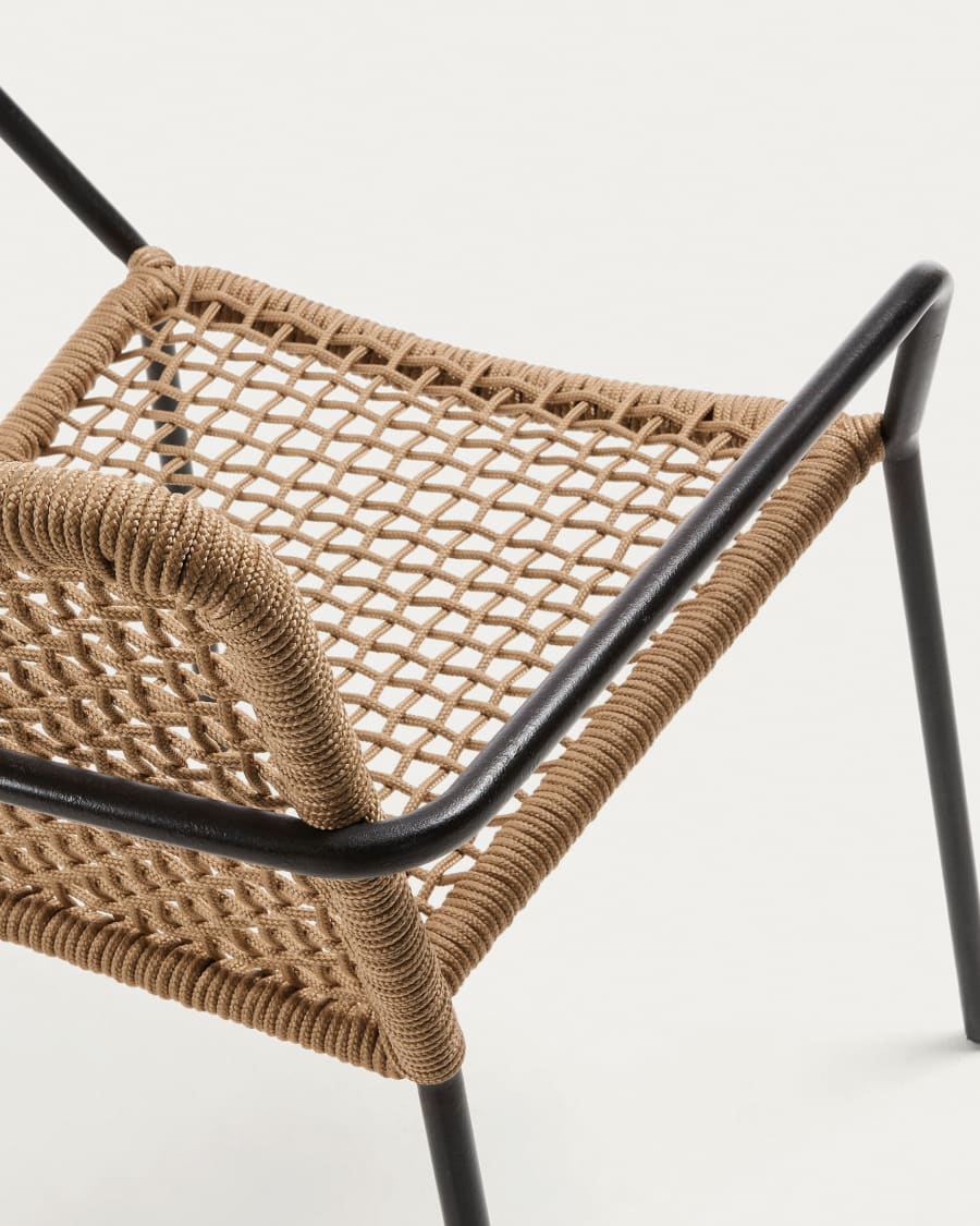 Ellen stackable chair in beige cord with galvanised steel