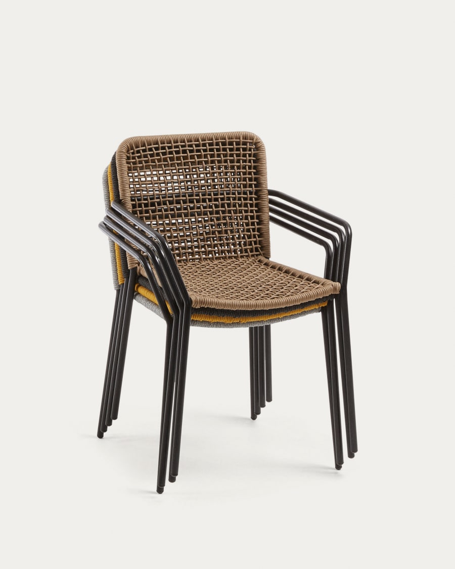 Ellen stackable chair in beige cord with galvanised steel