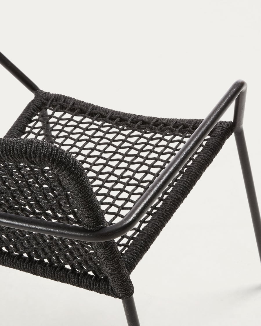 Ellen stackable chair in black cord with galvanised steel