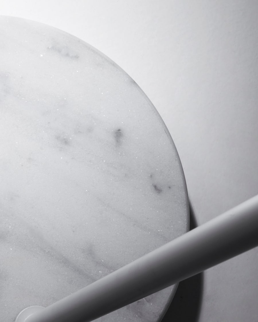 May steel floor lamp with white marble base