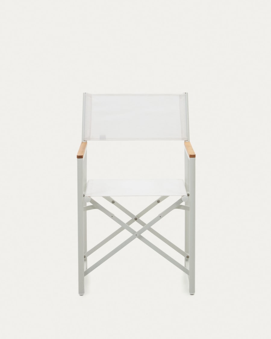 Llado white aluminium folding chair with solid teak armrests 100% outdoor suitable