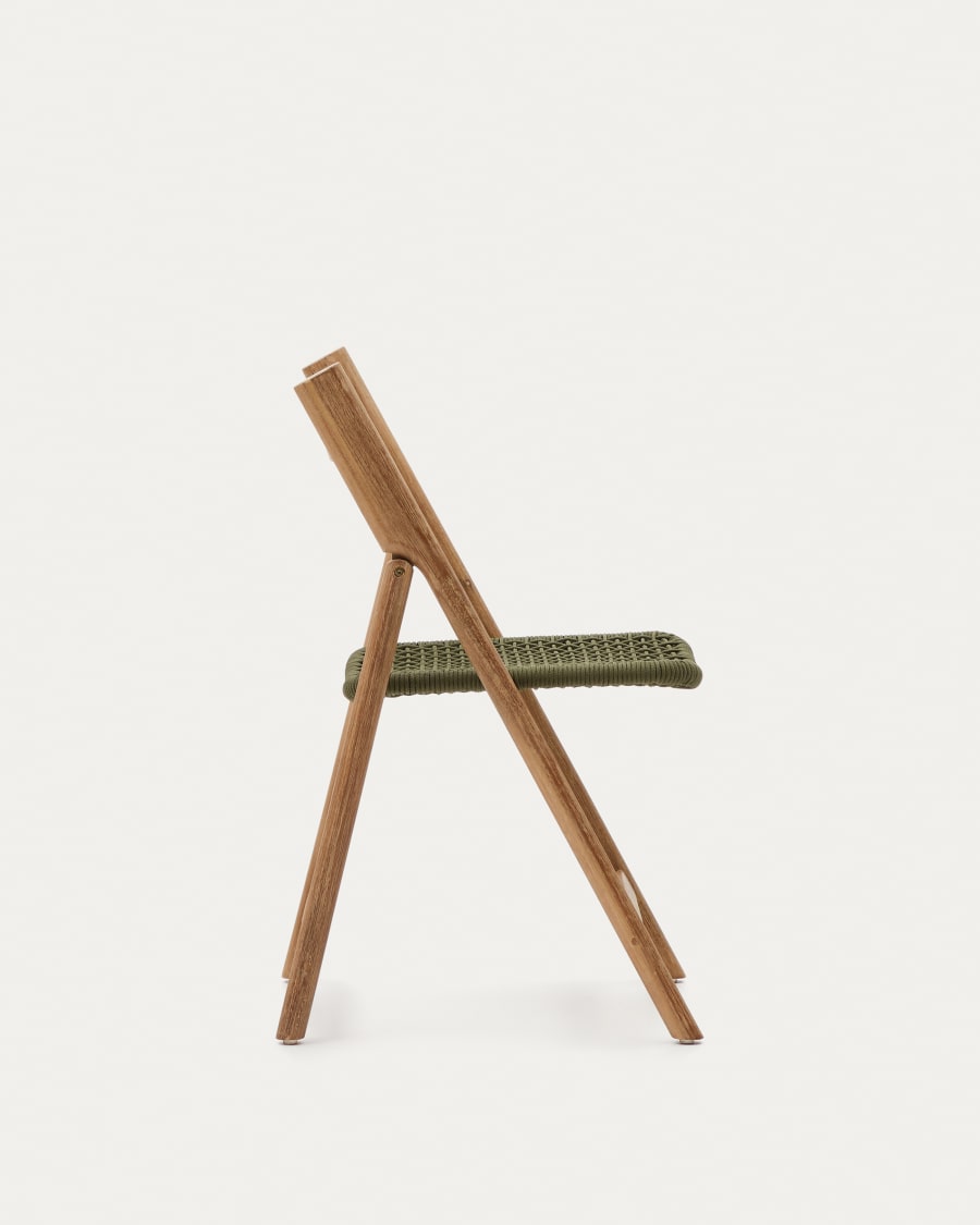 Dandara folding chair in solid acacia wood with steel structure and green cord FSC 100%