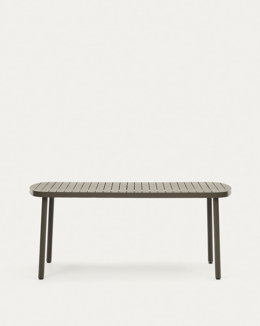 Joncols outdoor aluminium table with a powder coated green finish, 180 x 90 cm