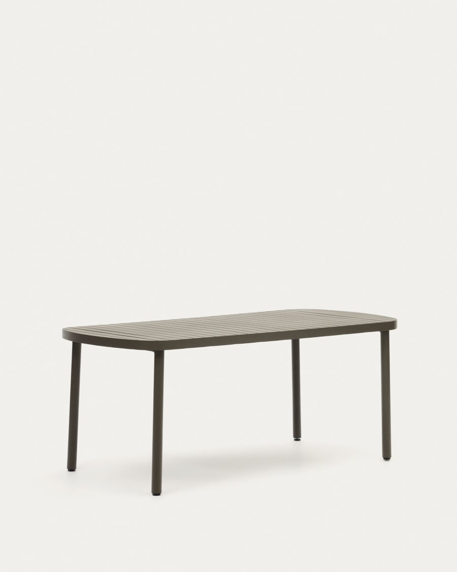 Joncols outdoor aluminium table with a powder coated green finish, 180 x 90 cm