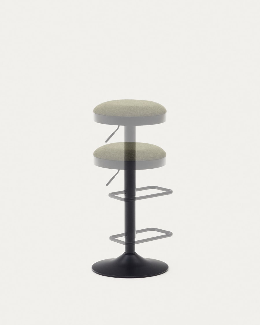 Zaib stool in dark green chenille and matt black steel height 63-84 cm FSC 100%