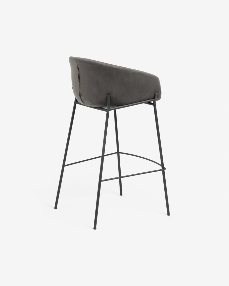 Grey velvet Yvette barstool height 65 cm