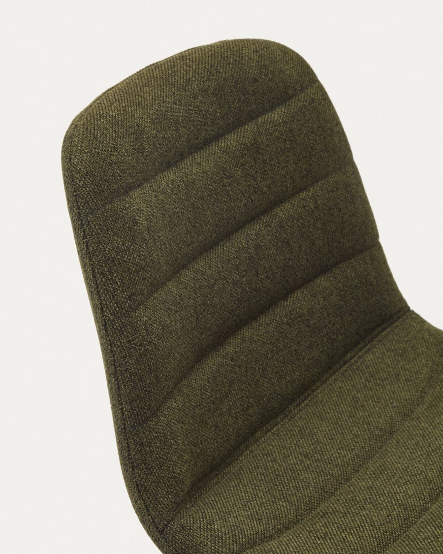 Zunilda stool in dark green and steel chenille with matt black finish height 65 cm FSC 100%