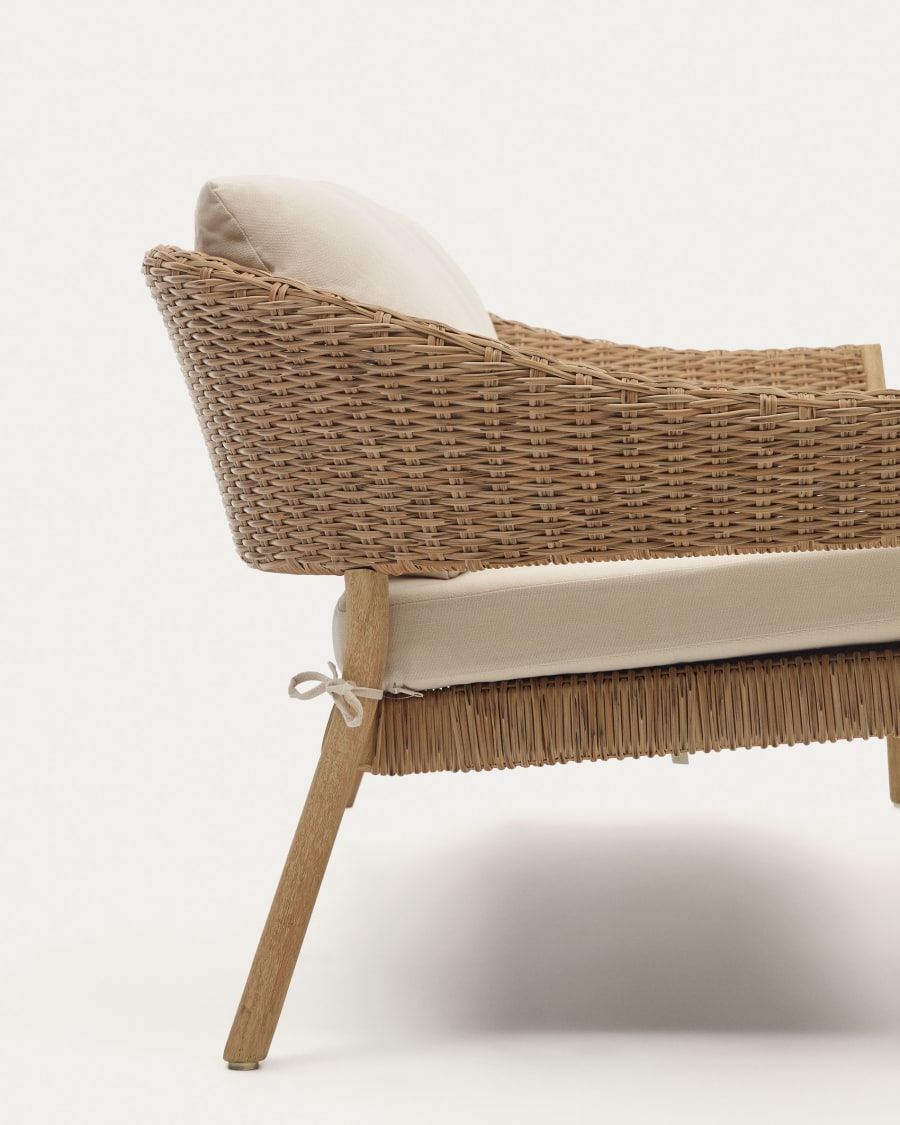 Pola stackable set, 2 seater sofa & 2 armchairs in solid eucalyptus and faux-rattan, FSC