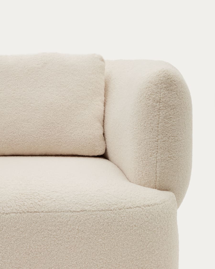 Martina swivel armchair in ecru bouclé with cushion FSC Mix Credit