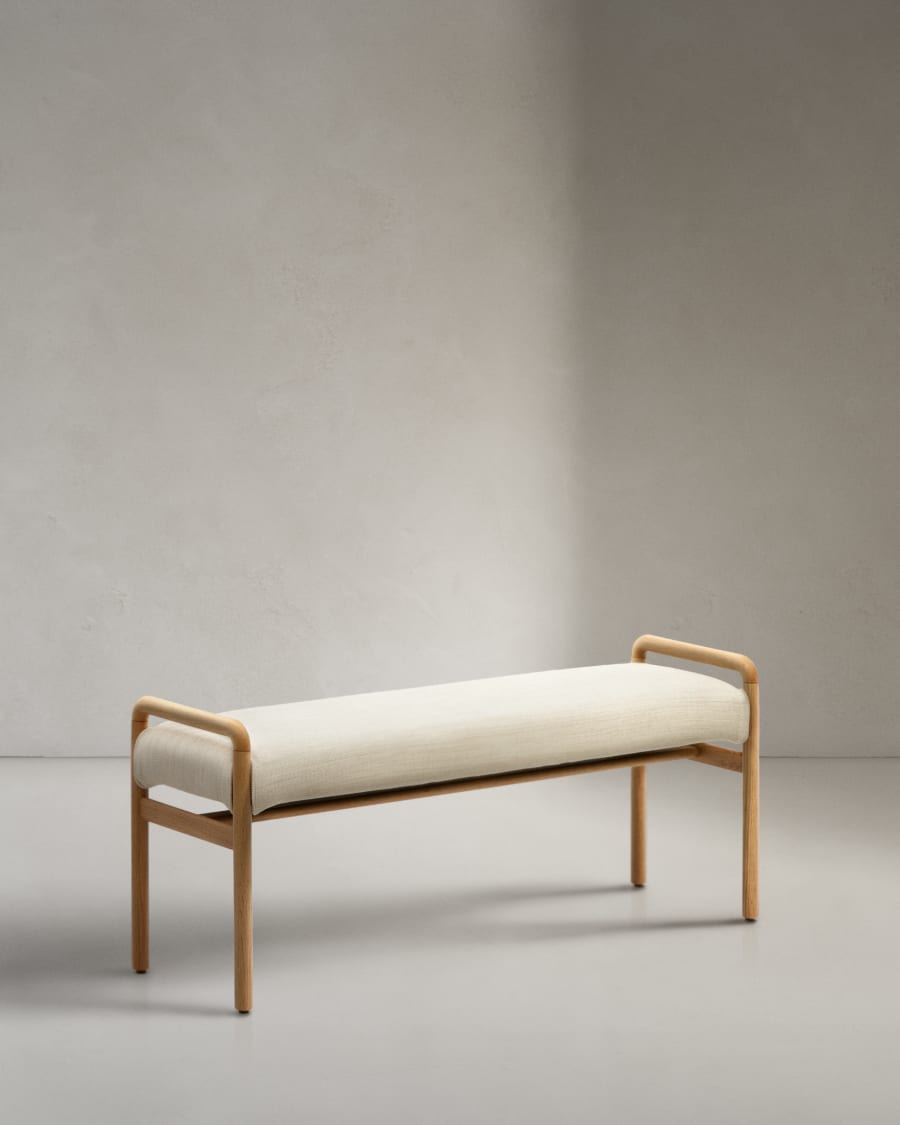 Macaret bench with removable cover solid oak wood with natural finish 120 cm FSC Mix Credit