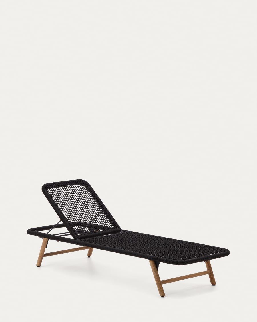 Dandara lounge chair with steel structure, black cord and solid acacia wood legs FSC 100%