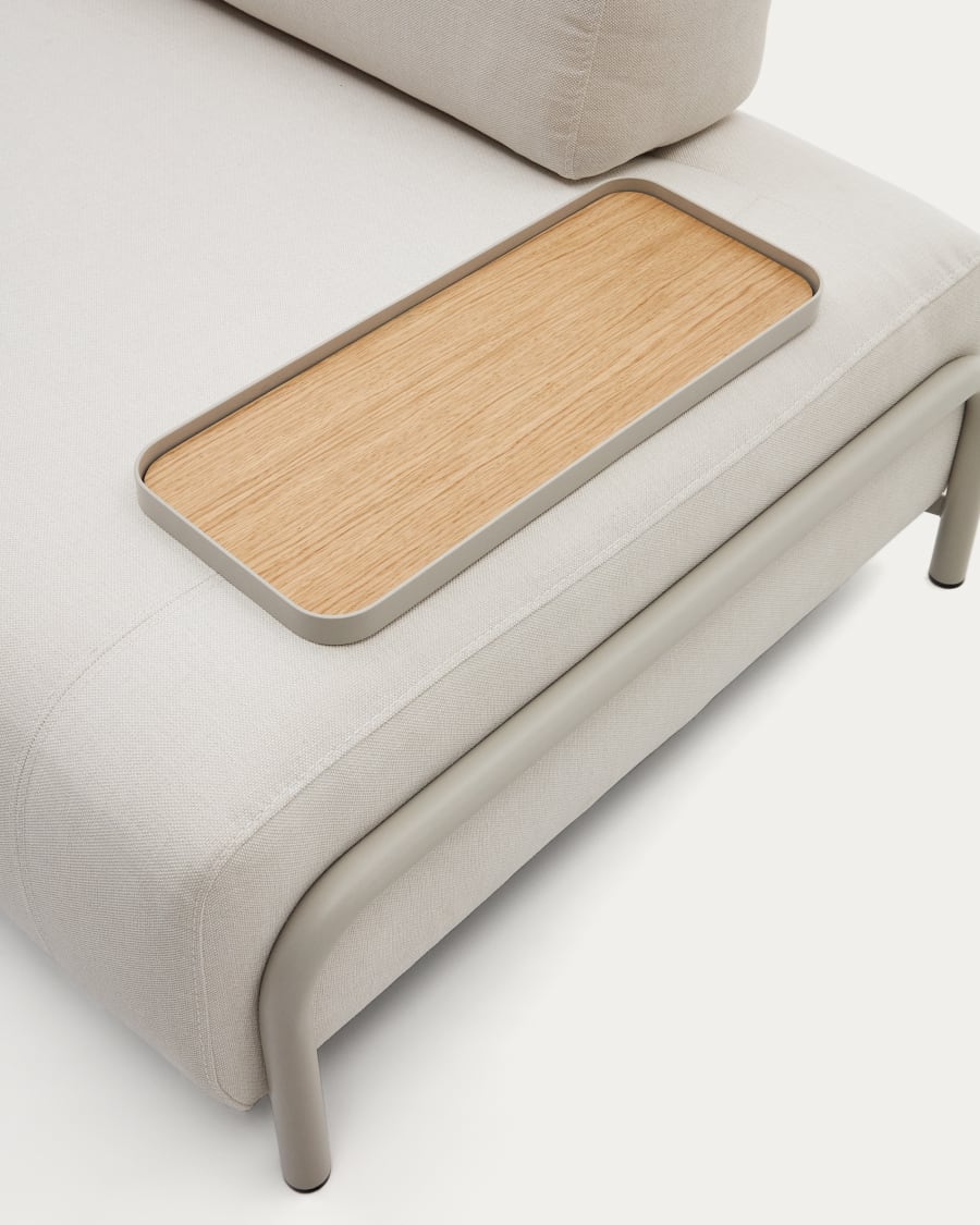 Compo 3-seater beige chenille sofa, small tray oak veneer and beige metal structure 232cm FSC Mix Credit